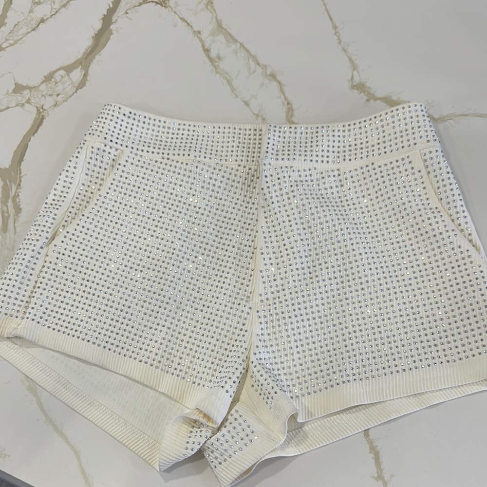 Hot & Delicious Women's White Studded Shorts